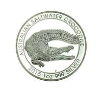 Australian Saltwater Crocodile Commemorative Coin, 2015, 1oz 999 Silver, Australian Wildlife Coin, Animal Coin, Silver Coin for Collectors