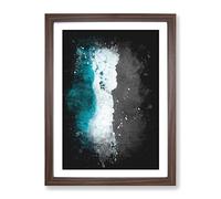Australian Seascape View Paint Splash Modern Framed Wall Art Print, Ready to Hang Picture for Living Room Bedroom Home Office Décor, Walnut A4 (34 x 25 cm)