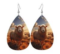Australian sheep Patterned teardrop-shaped leather earrings - light luxury texture, suitable for daily wear, party date earrings