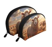 Australian sheep Portable Bags Clutch Pouch.2-Piece Makeup Bag Set, Large & Small Travel Cosmetic Pouches
