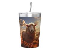Australian Sheep Printing conical Straw Thermos Cup, Insulated Straw Cup, Perfect for Gym use or Taking with You