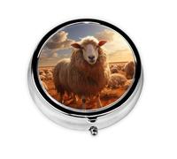 Australian Sheep This Small, Round, Three-Compartment Travel Pill Box is Perfect for Storing Daily medications, Vitamins, and on-The-go.