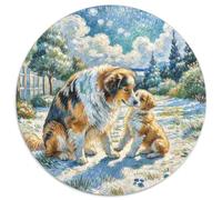 Australian Shepherd 1000 Pieces Jigsaw Animal Dog Circular Jigsaw for Adults And Kids Modern Unique Challenge Games Scene Creative 1000pcs (67.5x67.5cm)