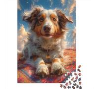 Australian Shepherd 1000 Pieces Puzzles Wooden Puzzle for Teenager Funny Jigsaw Puzzles 1000pcs (75x50cm)