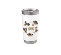 Australian Shepherd 5 Stages of Hunger Funny Dog Lover Gift Stainless Steel Insulated Tumbler