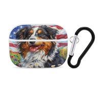 Australian Shepherd American US Flag Earphone Case PC Bluetooth Earbud Cove Headphone Cases Compatible with Airpods Pro White-style