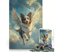 Australian Shepherd Angel 1000 Piece Jigsaw Puzzles for Adults Teenagers Mental Focus Quiet Enjoyment Flawless Cut (38x26cm)