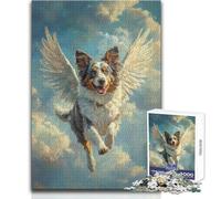 Australian Shepherd Angel 1000 Piece Jigsaws for Teenagers Logical Thinking Development Game Great Gift for Meaningful Moments Size 38x52cm