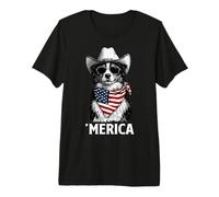 Australian Shepherd Aussie American Flag Bandana Cowboy Hat Premium T-Shirt
