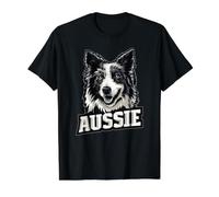 Australian Shepherd - Aussie Dog Art Value Graphic T-Shirt, Men, Black, S