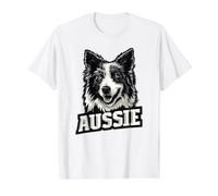 Australian Shepherd - Aussie Dog Art Value Graphic T-Shirt, Men, White, XL