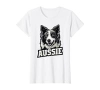 Australian Shepherd - Aussie Dog Art Value Graphic T-Shirt, Women, White, XS