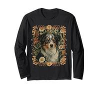 Australian Shepherd Aussie Vintage William Morris Style Long Sleeve T-Shirt