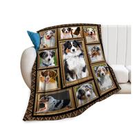 Australian Shepherd Blanket Dog Throw Blanket Animal Fuzzy Plush Blanket Ultra Soft for Dog Lover Gift Kids Teens Women Men Girls Boys Stuffed Decor for Home Bedding Sofas Couch Camping 50"X40"