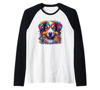 Australian Shepherd Blue Merle Aussie Dogs Raglan Baseball Tee