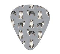 Australian Shepherd Blue Merle Dog Simple Grey,12 Pcs Guitar Pick,3 Different Thickness Plectrums for Acoustic Guitar Bass Ukulele (0.46mm 0.96mm 0.71mm)