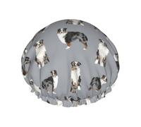 Australian Shepherd Blue Merle Dog Simple Grey Double Layer Elastic Waterproof Shower Cap Reusable Bath Cap