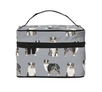 Australian Shepherd Blue Merle Dog Simple Grey, Makeup Bag, Portable Cosmetic Bag for Women - Travel Cosmetic Organizer, Toiletry Pouch, The Go-to Gift That Never Disappoints for Special Moments