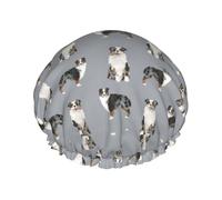 Australian Shepherd Blue Merle Dog Simple Grey,Shower Cap Nightcap Double Layer Waterproof Elastic Bath Cap Reusable Hair Cap