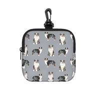 Australian Shepherd Blue Merle Dog Simple Grey, Square Zipper Storage Bag, Neoprene Coin Purse, Small Wallets, Change Pouch, Change Purse
