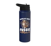 Australian Shepherd Blue Merle Worlds Best Aussie Mama Stainless Steel Insulated Water Bottle