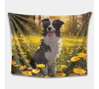 Australian Shepherd & Border Collie Print Flannel Blanket, Soft Warm Throw for Bed Sofa, Multi Size, All Seasons (08,50 * 60in)