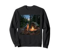 Australian Shepherd Campfire Forest Tent Outdoor Scene Sweatshirt
