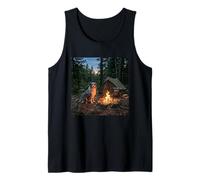 Australian Shepherd Campfire Forest Tent Outdoor Scene Tank Top