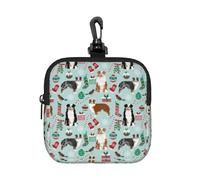 Australian Shepherd Christmas Cute Aussie Dogs, Coin Purse Square Zipper Storage Bag, Change Pouch with Lobster Buckle Clasp Buckle, Change Purse