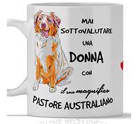 Australian Shepherd Cup for Breakfast, Tea, Herbal Tea Coffee Cappuccino Gadget Mug Never Underestimate a Woman with an Australian Shepherd Dog, Original Gift Idea