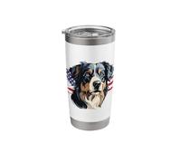 Australian Shepherd Distressed US Flag Stainless Steel Insulated Tumbler