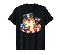 Australian Shepherd Dog 2026 July 4 Patriotic American Flag T-Shirt