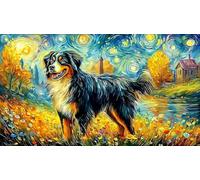 Australian Shepherd Dog Art Illustration Puzzle for Adults 1000 Pieces - Educational Decompression Game Wall Decoration & Gift 38x26/1000pcs