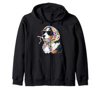 Australian Shepherd Dog Aussie Granny Square Crochet Yarn Zip Hoodie