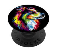Australian Shepherd Dog Colorful Pop Art Rainbow Cute Aussie PopSockets Adhesive PopGrip
