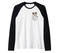 Australian Shepherd Dog in Pocket Peeking Cute Puppy Dog Raglan Baseball Tee
