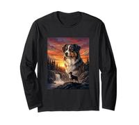 Australian Shepherd Dog Lover Vintage Sunset Forest Art Long Sleeve T-Shirt
