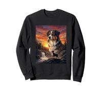 Australian Shepherd Dog Lover Vintage Sunset Forest Art Sweatshirt