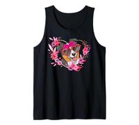 Australian Shepherd Dog Mom Valentine's Day Floral Heart Tank Top