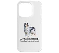 Australian Shepherd dog Proudly Owned by an Aussie Overlord Case for iPhone 14 Pro
