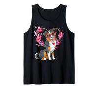 Australian Shepherd Dog Valentine's Day Floral Heart Design Tank Top