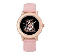 Australian Shepherd Dog with Bowtie Women's Wrist Watch Fashion Wristwatches with Pink Strap Gifts for Women Mother Wife Birthday