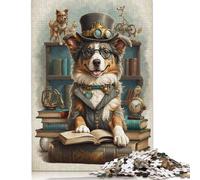 Australian Shepherd Doggy School Puzzle Educational Games Family Activities Premium Cardboard Jigsaw Puzzle for Women Men Easter Gift 1000pcs (75x50cm)