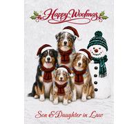 Australian Shepherd Dogs Christmas Card for Son & Daughter in Law
