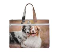 Australian Shepherd Dogs Couple Dogs Aussies,Canvas Document Bag Zipper File Tote Bag Handbag Briefcase for School Office