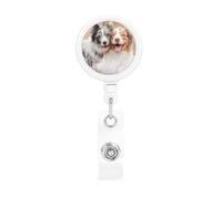 Australian Shepherd Dogs Couple Dogs Aussies, Retractable Badge Holder,Badge Reels Holder with ID Clip Alligator Clip