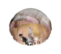 Australian Shepherd Dogs Couple Dogs Aussies,Shower Cap Nightcap Double Layer Waterproof Elastic Bath Cap Reusable Hair Cap