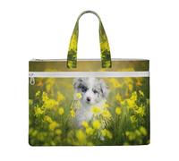 Australian Shepherd Dogs Mall White Puppy,Canvas Document Bag Zipper File Tote Bag Handbag Briefcase for School Office