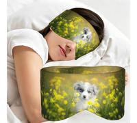 Australian Shepherd Dogs Mall White Puppy, Sleep Mask for Home Travel, Full Eye Covers Light Blocking Eye Mask Sleep Eye and Ear Muffs