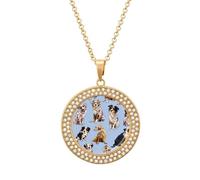 Australian Shepherd Dogs Multicolored Alloy Diamond Necklaces Brilliant Circle Pendant Necklace Jewelry Gift for Women